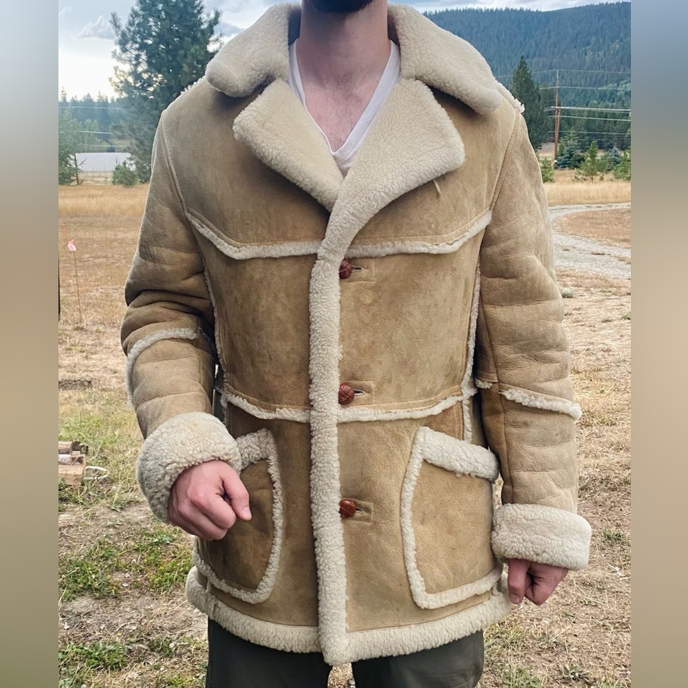 Men's Vintage Sheepskin Wool Coat (42)
